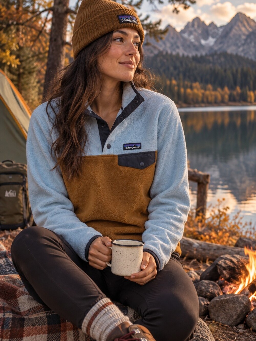Patagonia Synchilla Snap-T Fleece XXS Blue Brown Colorblock Pullover FA17 Hiking